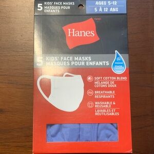 Hanes Kids' White and Blue Face Masks